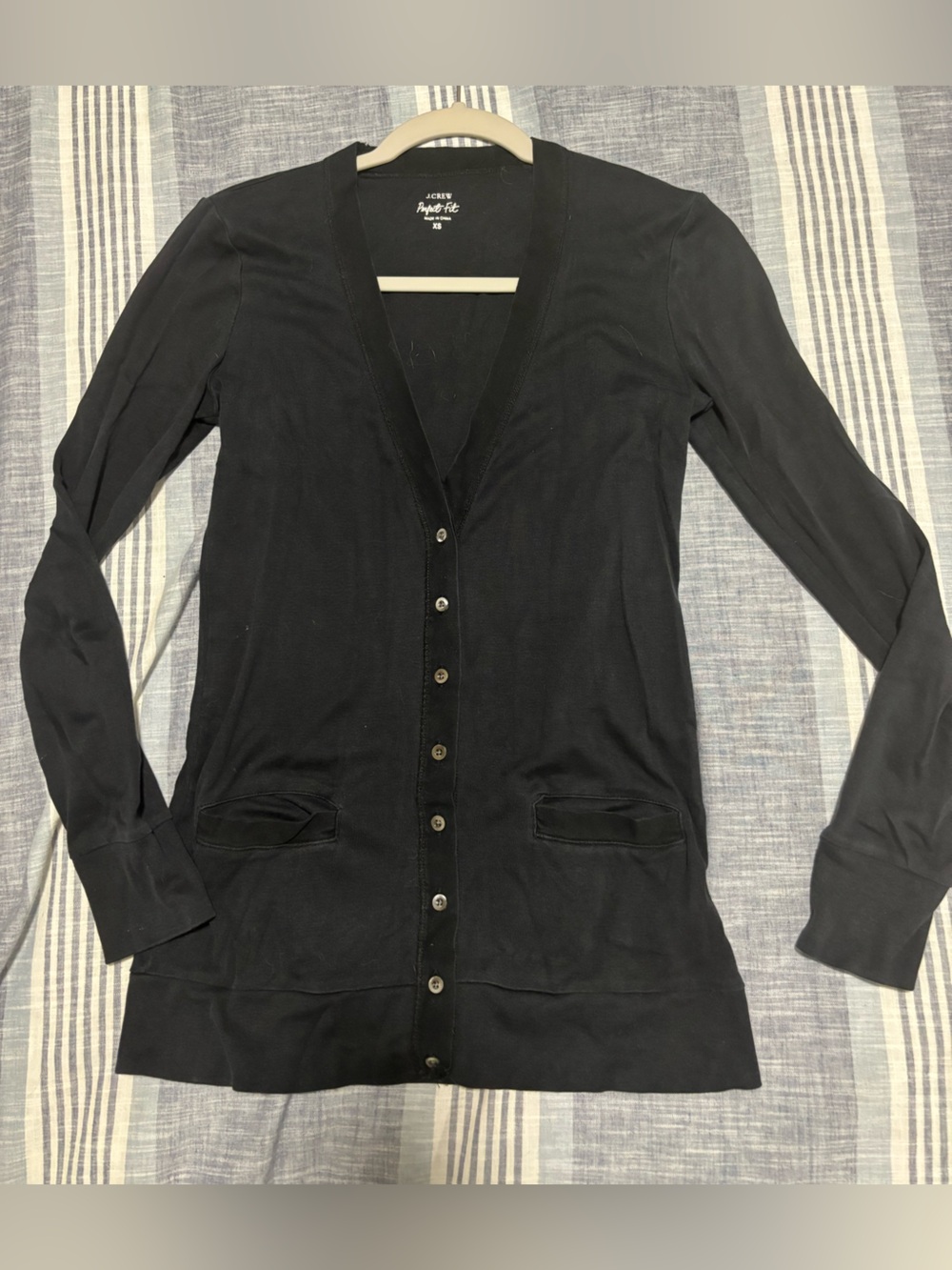 J. Crew Black V-Neck Button Cardigan